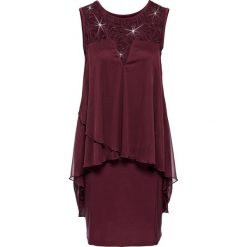 Sukienka z dżerseju i szyfonu. Czarne sukienki damskie bonprix, bez wzorów, z dżerseju, eleganckie, bez kołnierzyka, bez ramiączek. Za 64.99 zł.