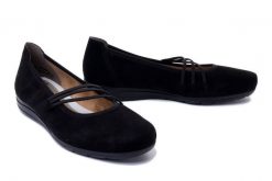 RIEKER L9369-00 black, baleriny damskie. Czarne półbuty damskie Rieker, bez wzorów, bez obcasa, bez zapięcia. Za 319.90 zł.