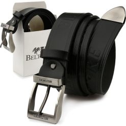 Beltimore Beltimore męski skórzany pasek szeroki jeans czarny 524. Czarne paski damskie Beltimore, bez wzorów, z jeansu. Za 60.49 zł.