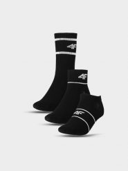 4F Skarpety casual (3-pack) uniseks - czarne 35-38. Czarne skarpety damskie 4f, bez wzorów, z bawełny. Za 49.99 zł.