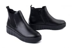 RIEKER Y6151-00 black, botki damskie. Czarne botki damskie Rieker, bez obcasa, bez zapięcia. Za 311.41 zł.
