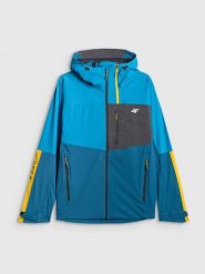 4F Kurtka softshell wiatroodporna membrana 10000 męska - niebieska L. Niebieskie kurtki męskie 4f, l, bez wzorów, z materiału, bez kaptura. Za 699.99 zł.