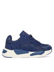 Guess Sneakersy N5BZ08 L0870 Granatowy. Niebieskie buty sportowe chłopięce Guess, z aplikacjami, ze skóry, bez zapięcia. Za 259.99 zł.