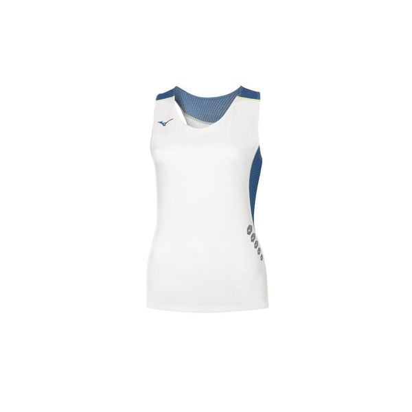 Damski tank top Mizuno Premium. Białe koszulki sportowe damskie Mizuno, l, bez wzorów, bez kołnierzyka, bez ramiączek, na fitness i siłownię. Za 147.00 zł.