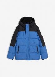 Hydrofobowa kurtka zimowa na polarowej podszewce. Niebieskie kurtki i płaszcze dla chłopców bonprix, na zimę, bez wzorów, z polaru, bez kaptura. Za 219.99 zł.