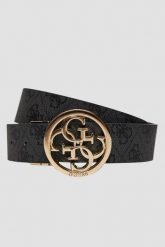 GUESS Czarny dwustronny damski pasek w monogram Noelle REV H35, Rozmiar S. Czarne paski damskie Guess, z aplikacjami, z jeansu, eleganckie. W wyprzedaży za 169.99 zł.