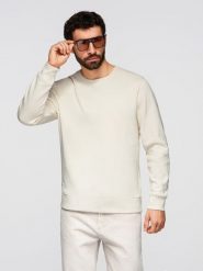 Bluza męska dresowa BASIC z okrągłym dekoltem OM-SSBN-0271 -. Czarne bluzy męskie Ombre Clothing, m, z aplikacjami, z bawełny, bez kaptura. Za 169.99 zł.