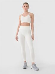 4F Legginsy treningowe bezszwowe damskie - białe XS/S. Białe legginsy damskie 4f, l, bez wzorów, z dzianiny. W wyprzedaży za 79.99 zł.