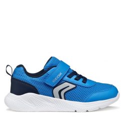 Sneakersy Geox. Niebieskie trampki i tenisówki chłopięce Geox, bez wzorów, bez zapięcia. Za 229.99 zł.
