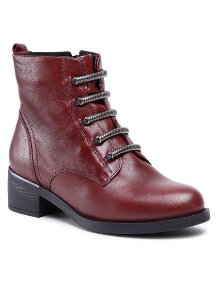 Lasocki Trzewiki WI23-KANAN-06 Bordowy. Czerwone botki damskie Lasocki, ze skóry, bez obcasa, na słupku, bez zapięcia. Za 279.99 zł.