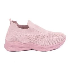 Różowe buty sportowe skarpetkowe. Czerwone obuwie sportowe damskie bez wzorów, z materiału, na fitness i siłownię. Za 126.76 zł.