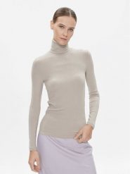 Calvin Klein Golf K20K206053 Beżowy Slim Fit. Brązowe bluzki damskie Calvin Klein, xl, bez wzorów, bez kołnierzyka, bez ramiączek. Za 239.99 zł.