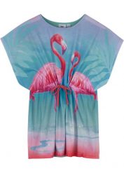 Sukienka dziewczęca tunikowa. Niebieskie sukienki dla dziewczynek bonprix, na lato, z aplikacjami, eleganckie, bez ramiączek. Za 67.99 zł.