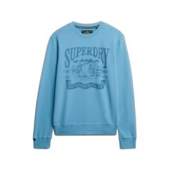 Bluza Superdry Retro. Niebieskie bluzy sportowe męskie Superdry., s, bez wzorów, z dresówki, bez kaptura. Za 332.70 zł.