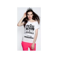 Koszulka Piękna i Mądra. Białe t-shirty damskie Łap nas, z nadrukiem. Za 89.00 zł.