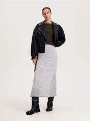 Spódnica midi - wielobarwny. Spódnice damskie Reserved, l, bez wzorów, z dzianiny, midi, dopasowane. W wyprzedaży za 29.99 zł.