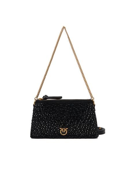 PINKO Torebka Double Mini Pelle Ai 25-26 PLTT 105359 A2WF Czarny. Czarne listonoszki damskie Pinko, bez wzorów, ze skóry, bez dodatków. Za 1,649.00 zł.