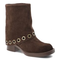 Brązowe Botki Artiker Stylowe Kowbojki Damskie. Brązowe kozaki damskie Artiker, z jeansu, bez obcasa, na obcasie. Za 280.99 zł.