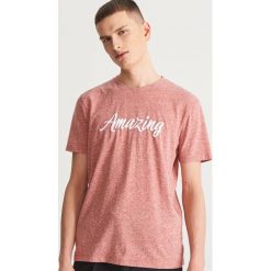 T-shirt z napisem - Pomarańczowy. T-shirty męskie Reserved. W wyprzedaży za 29.99 zł.