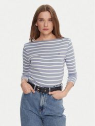 Tommy Hilfiger Bluzka WW0WW40589 Błękitny Regular Fit. Niebieskie bluzki damskie Tommy Hilfiger, xxl, bez wzorów, z bawełny, bez kołnierzyka, bez ramiączek. Za 209.99 zł.