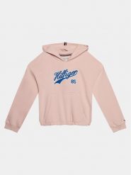 Tommy Hilfiger Bluza Hilfiger Script Hoodie KG0KG07721 Różowy Regular Fit. Czerwone bluzy dla dziewczynek Tommy Hilfiger, bez wzorów, z bawełny, bez ramiączek, bez kaptura. Za 279.99 zł.