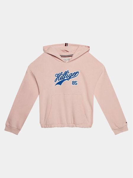 Tommy Hilfiger Bluza Hilfiger Script Hoodie KG0KG07721 Różowy Regular Fit. Czerwone bluzy dla dziewczynek Tommy Hilfiger, bez wzorów, z bawełny, bez ramiączek, bez kaptura. Za 219.99 zł.