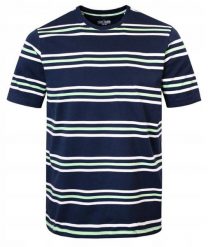 Bawełniana Koszulka Polo w Paski - Pako Jeans - Granatowa. Niebieskie koszulki polo męskie Pako Jeans, l, bez wzorów, z bawełny, casualowe, bez ramiączek. Za 89.00 zł.