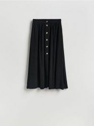 Spódnica z wiskozą - czarny. Czarne spódnice damskie Reserved, l, bez wzorów, z tkaniny. Za 129.99 zł.