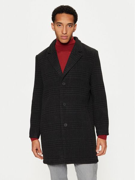 Brave Soul Płaszcz przejściowy MJK-AUGUSCHECK Czarny Regular Fit. Czarne płaszcze męskie Brave Soul, m, bez wzorów, z syntetyku, bez kaptura. Za 279.99 zł.