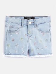 Guess Szorty jeansowe K3GD16 D4CA0 Niebieski Regular Fit. Niebieskie spodenki dla dziewczynek Guess, z aplikacjami, z bawełny. Za 219.99 zł.