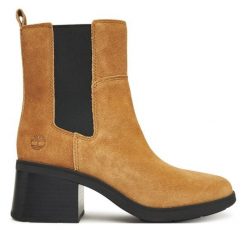 Botki Timberland. Brązowe botki damskie Timberland, bez obcasa, na słupku, bez zapięcia. Za 719.99 zł.