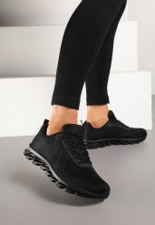 Czarne Buty Sportowe Sneakersy z Tłoczoną Podeszwą Leathrose. Czarne obuwie sportowe damskie Born2be, bez wzorów, z jeansu. Za 79.99 zł.