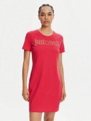 Just Cavalli Sukienka codzienna 78PAOE15 Różowy Regular Fit. Czerwone sukienki damskie Just Cavalli, na co dzień, m, bez wzorów, z bawełny, bez kołnierzyka, bez ramiączek, proste. Za 519.99 zł.