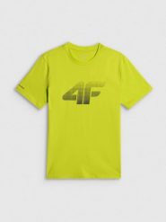 4F T-shirt regular z nadrukiem męski - zielony S. Zielone t-shirty męskie 4f, m, bez wzorów, z bawełny, biznesowe, bez kołnierzyka. Za 69.99 zł.