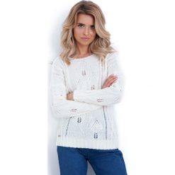 Ecru Klasyczny Sweter z Ażurowym Wzorem. Swetry damskie Molly.pl. Za 89.90 zł.