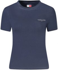 TOMMY HILFIGER DAMSKI T-SHIRT Z KRÓTKIM RĘKAWEM NIEBIESKI M. Niebieskie t-shirty damskie Tommy Hilfiger, m, bez wzorów, bez kołnierzyka. Za 129.99 zł.