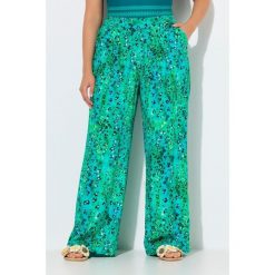 Damskie Spodnie palazzo zwierzęcy wzór szeroka nogawka elastyczny pas. Zielone spodnie materiałowe damskie Ulla Popken, plus size, bez wzorów, z materiału. Za 239.99 zł.