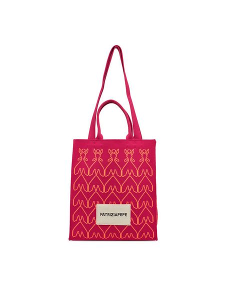 Patrizia Pepe Torebka 2B0123/K264 Różowy. Czerwone torebki do ręki damskie Patrizia Pepe, bez wzorów, z materiału, bez dodatków. Za 389.99 zł.