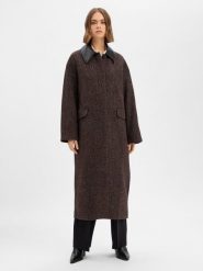 EDITED Płaszcz damski z wełną Kobiety Wełna brązowy|czarny wzorzysty, 40. Brązowe płaszcze damskie Edited, bez wzorów, ze skóry, długie, bez kaptura. Za 999.95 zł.