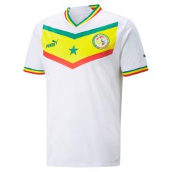 Koszulka domowa Sénégal CAN 2023. Białe koszulki sportowe męskie Puma, s, bez wzorów, bez kołnierzyka, bez ramiączek, do piłki nożnej. Za 327.85 zł.