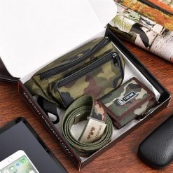 Zestaw męski portfel pasek saszetka moro Beltimore U97. Portfele męskie bez wzorów. Za 89.90 zł.