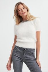 Sweter damski z angory LIU JO. Swetry damskie Liu Jo, s, bez wzorów, bez kołnierzyka, bez ramiączek, bez kaptura. W wyprzedaży za 701.40 zł.
