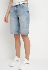 Jasnoniebieskie Szorty Jeansowe o Prostym Kroju Tilamere. Niebieskie szorty damskie Born2be, m, bez wzorów, z jeansu, eleganckie. Za 74.99 zł.