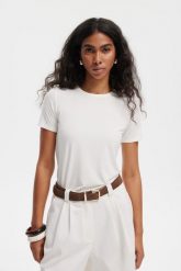 T-SHIRT NINA ECRU S - Flawless. T-shirty damskie Flawless, s, bez wzorów, z materiału, eleganckie, bez kołnierzyka. Za 229.00 zł.