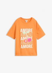 T-shirt oversize z czystej bawełny organicznej. Brązowe t-shirty damskie bonprix, bez wzorów, z bawełny, bez kołnierzyka. Za 59.99 zł.