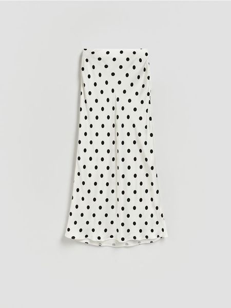 Satynowa spódnica maxi - wielobarwny. Spódnice damskie Reserved, l, bez wzorów, z satyny, maxi, proste. W wyprzedaży za 79.99 zł.