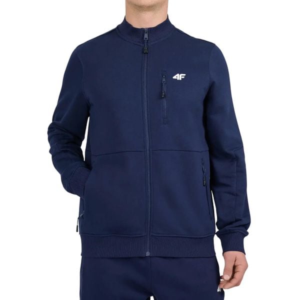 Bluza męska 4F z wysokim kołnierzem. Niebieskie bluzy męskie 4f, l, bez wzorów, z bawełny, bez kaptura. Za 133.99 zł.
