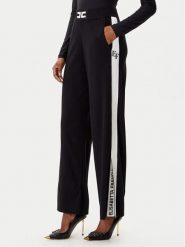 Elisabetta Franchi Spodnie dzianinowe KP-69S-56E2-V380 Czarny Regular Fit. Czarne spodnie materiałowe damskie Elisabetta Franchi, s, bez wzorów, z dzianiny. Za 1,649.00 zł.