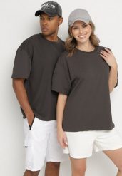 Ciemnoszara Koszulka T-shirt Klasyczna Paliessa. Szare t-shirty męskie Born2be, l, bez wzorów, klasyczne, bez kołnierzyka. Za 34.99 zł.