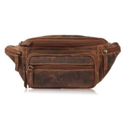 Saszetka męska skórzana klasyczna nerka biodrowa brązowa vintage Paolo Peruzzi T-136-HBR. Brązowe saszetki męskie z nylonu, eleganckie. Za 139.00 zł.